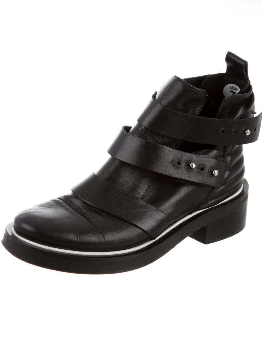Maje Black Leather Strap Ankle Booties